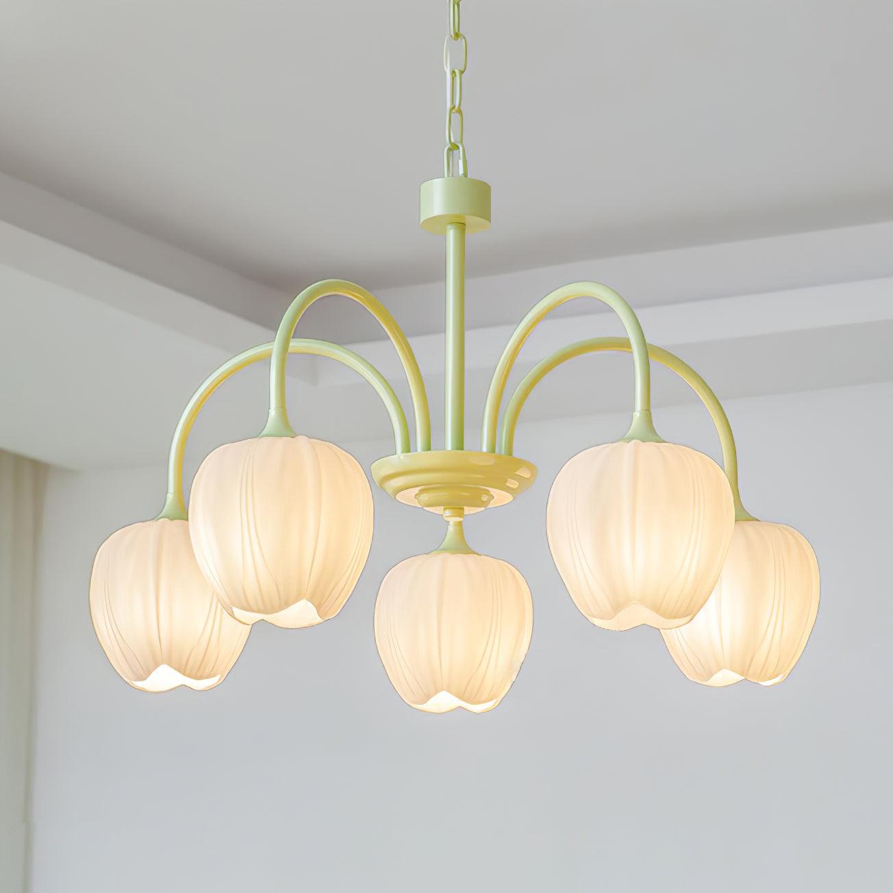 Chandelier Tulip Matcha – Design Élégant Inspiré des Fleurs de Tulipe et de la Couleur Matcha
