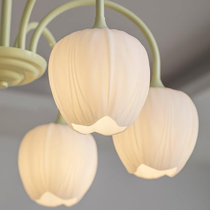 Chandelier Tulip Matcha – Design Élégant Inspiré des Fleurs de Tulipe et de la Couleur Matcha