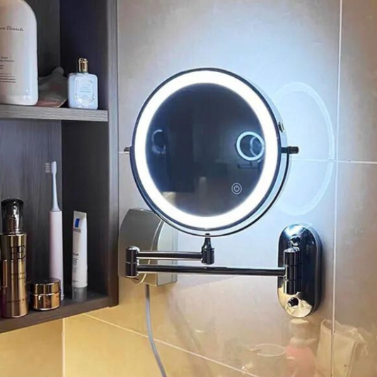 Miroir de Maquillage LED Rechargeable - Agrandisseur avec Éclairage Tactile