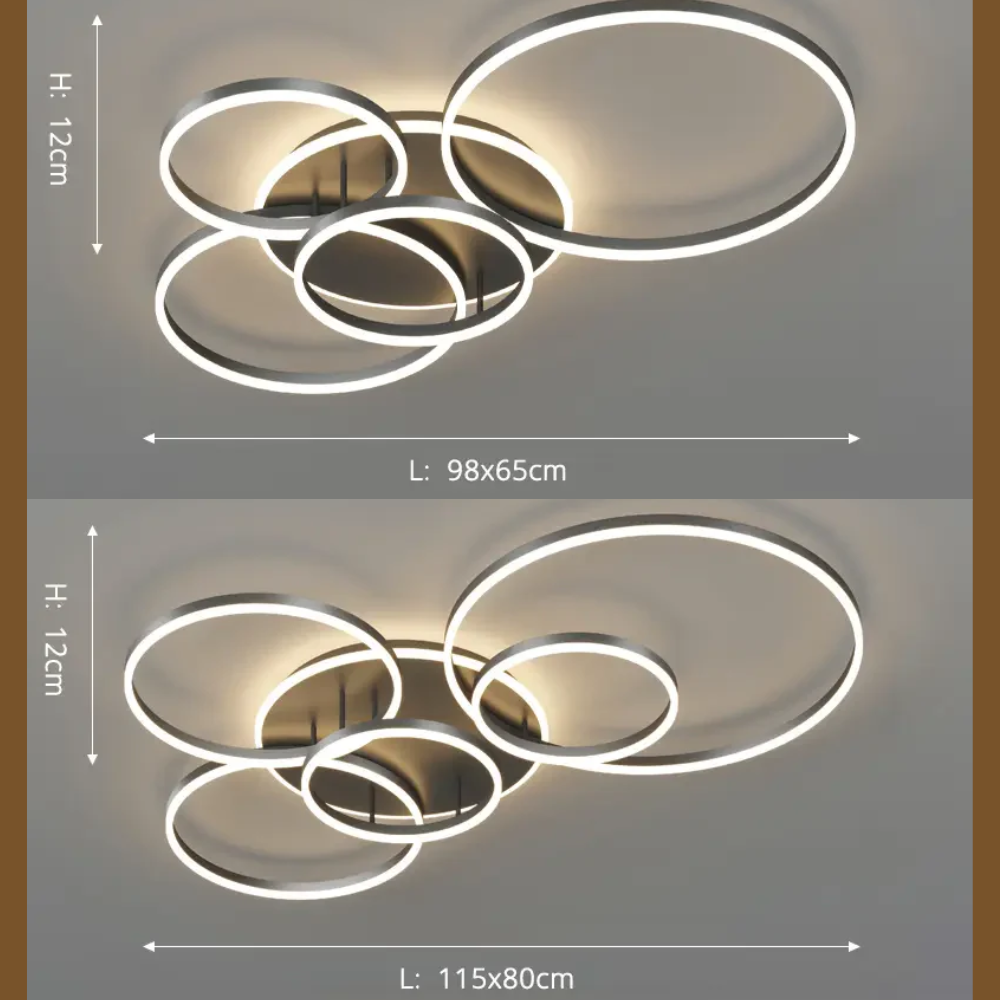 Plafonnier LED Moderne avec Télécommande - Éclairage Dimmable en Or et Noir
