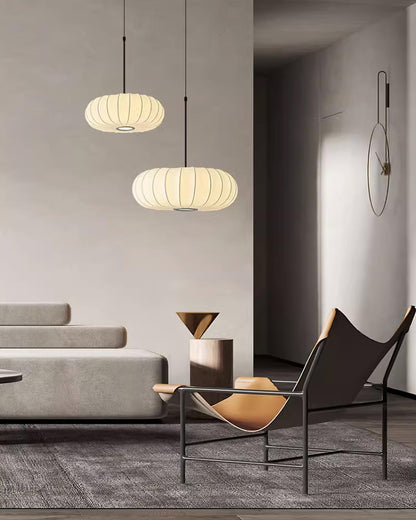 Suspension Verona - Luminaire Minimaliste en Métal et Soie, Design Wabi-Sabi