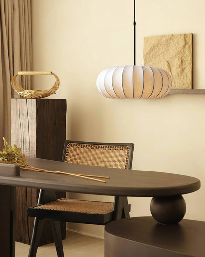 Suspension Verona - Luminaire Minimaliste en Métal et Soie, Design Wabi-Sabi
