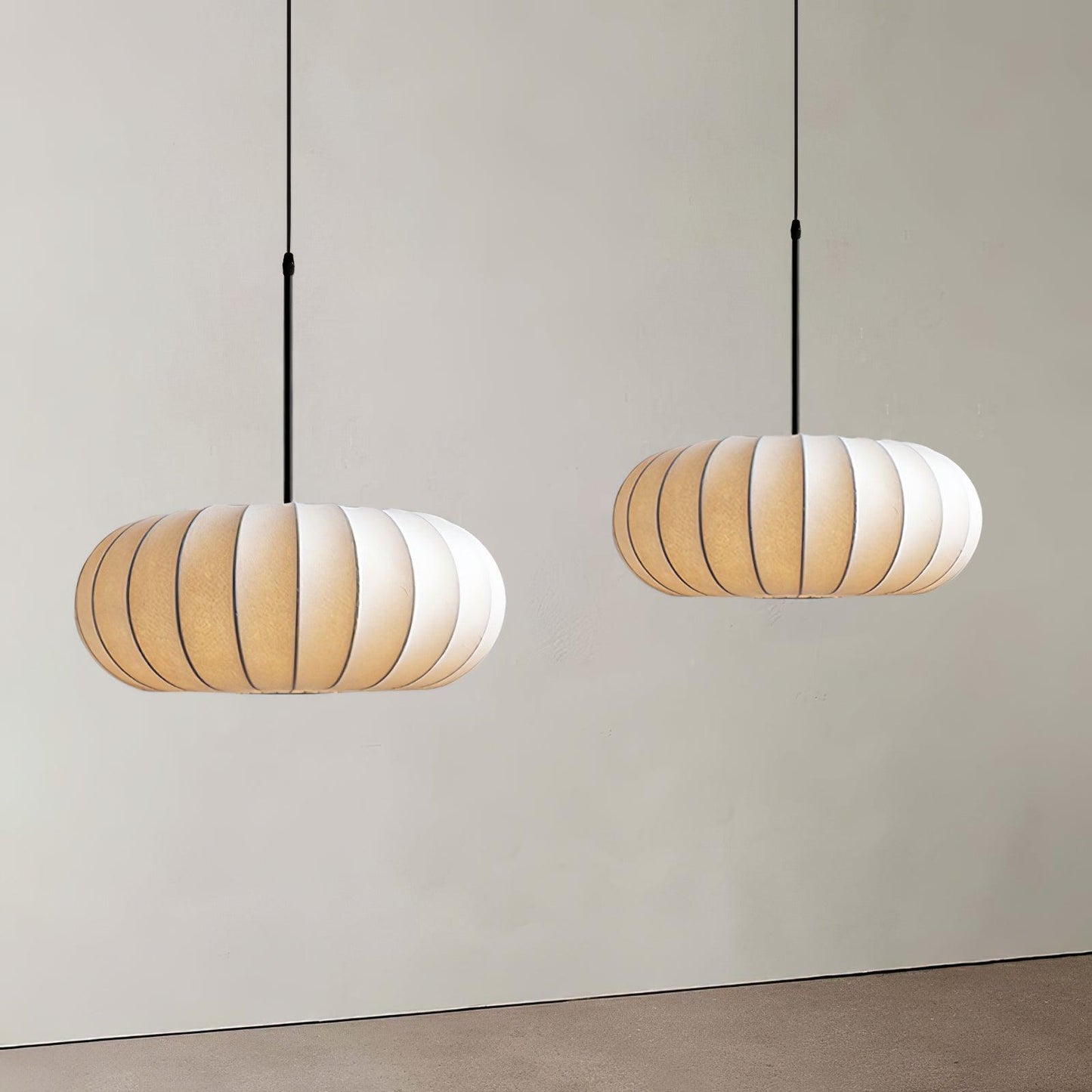 Suspension Verona - Luminaire Minimaliste en Métal et Soie, Design Wabi-Sabi