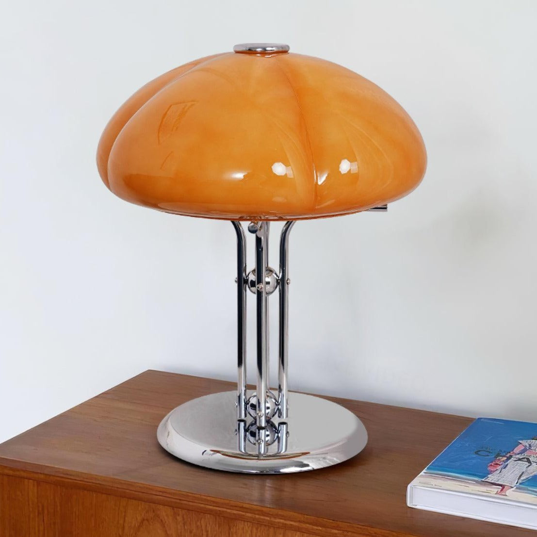 Lampe de Table Pilz Bauhaus – Design Moderne avec Abat-jour en Verre Amber
