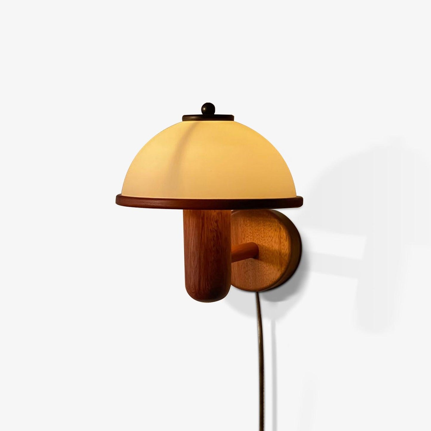 Lampe Murale Pilz en Bois – Élégante Lampe à Eiche avec Abat-jour Blanc