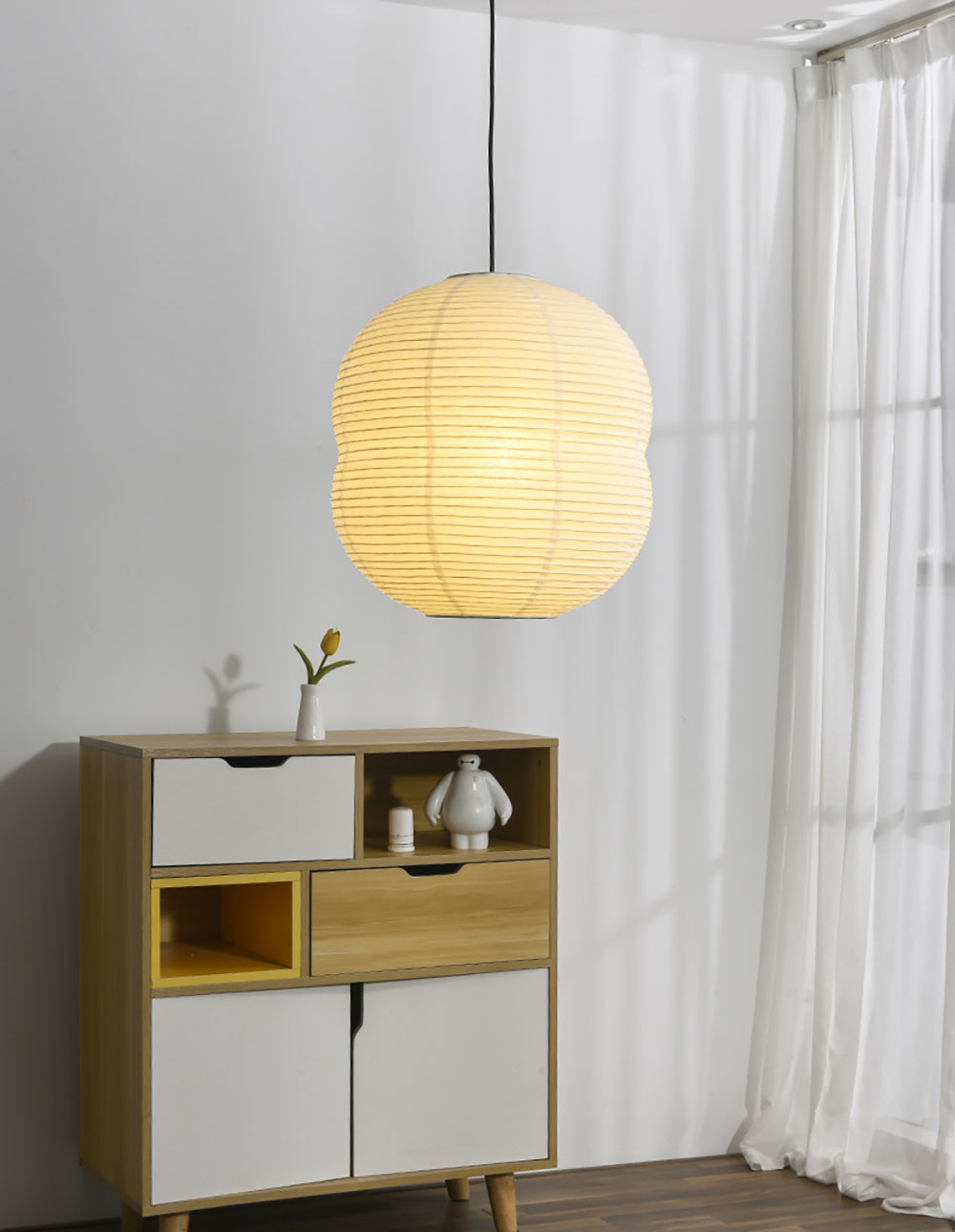 Lampe Suspendue Mini Washi Papier LED – Élégance Minimaliste en Papier de Riz