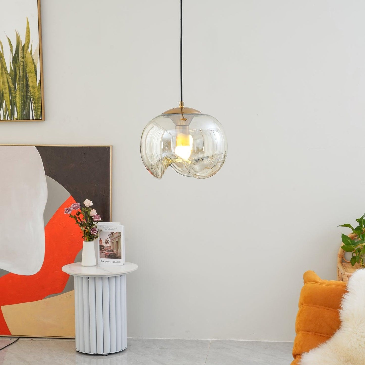 Suspension Moderne "Welle" Inspirée des Vagues avec Éclairage LED