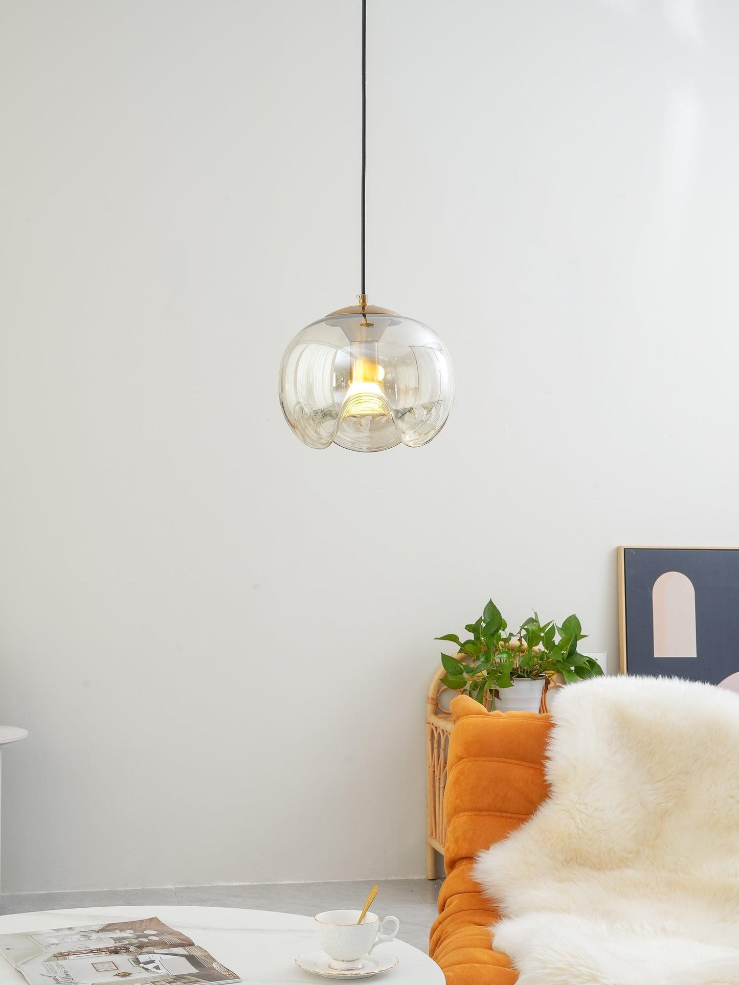 Suspension Moderne "Welle" Inspirée des Vagues avec Éclairage LED