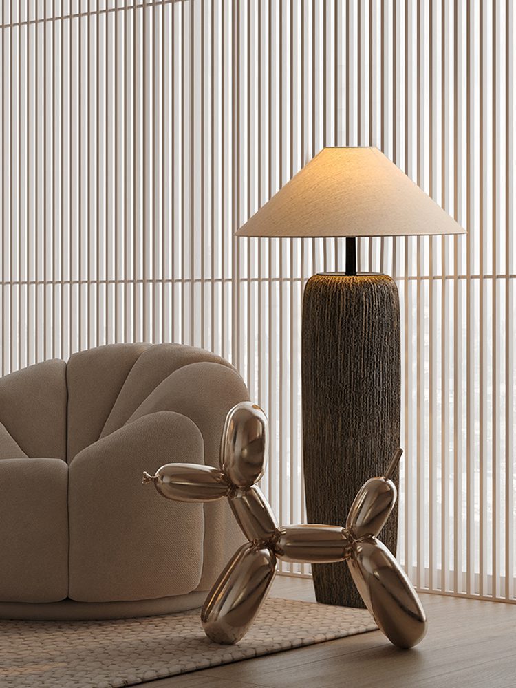 Lampadaire en Bois Vieilli - Élégance Rustique et Moderne pour Salon
