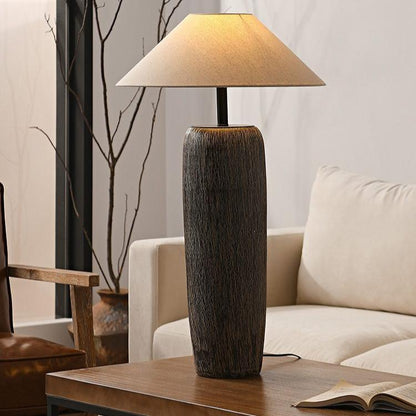 Lampadaire en Bois Vieilli - Élégance Rustique et Moderne pour Salon