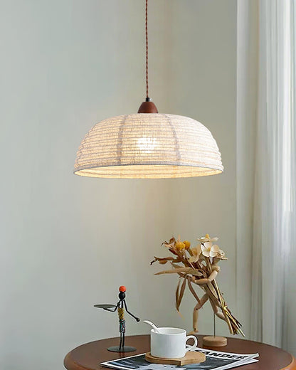 Suspension Bois et Tissu – Équilibre Naturel entre Élégance et Confort