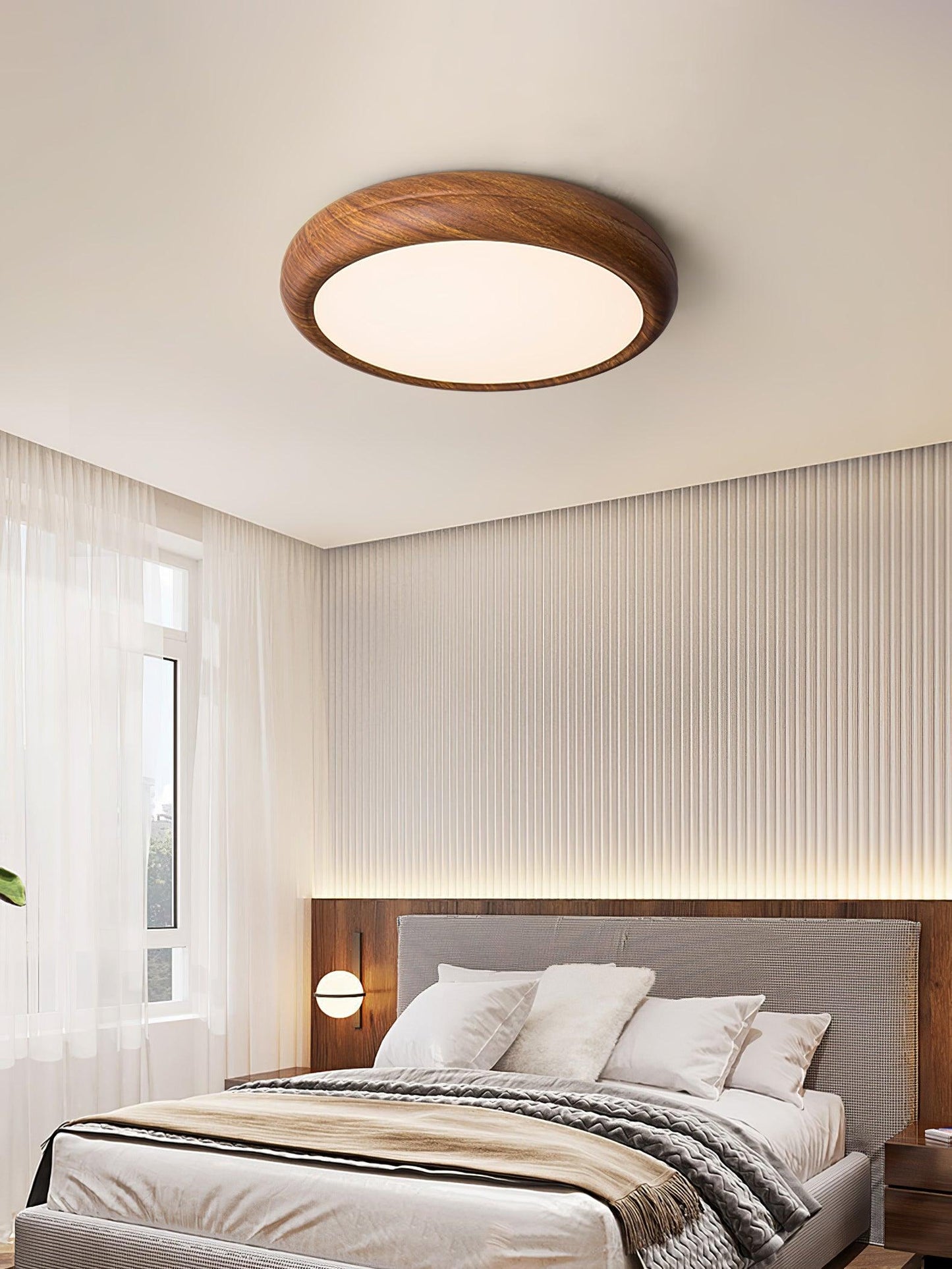 Plafonnier Rond en Bois et Acrylique – Élégance Moderne et Raffinée pour Votre Intérieur