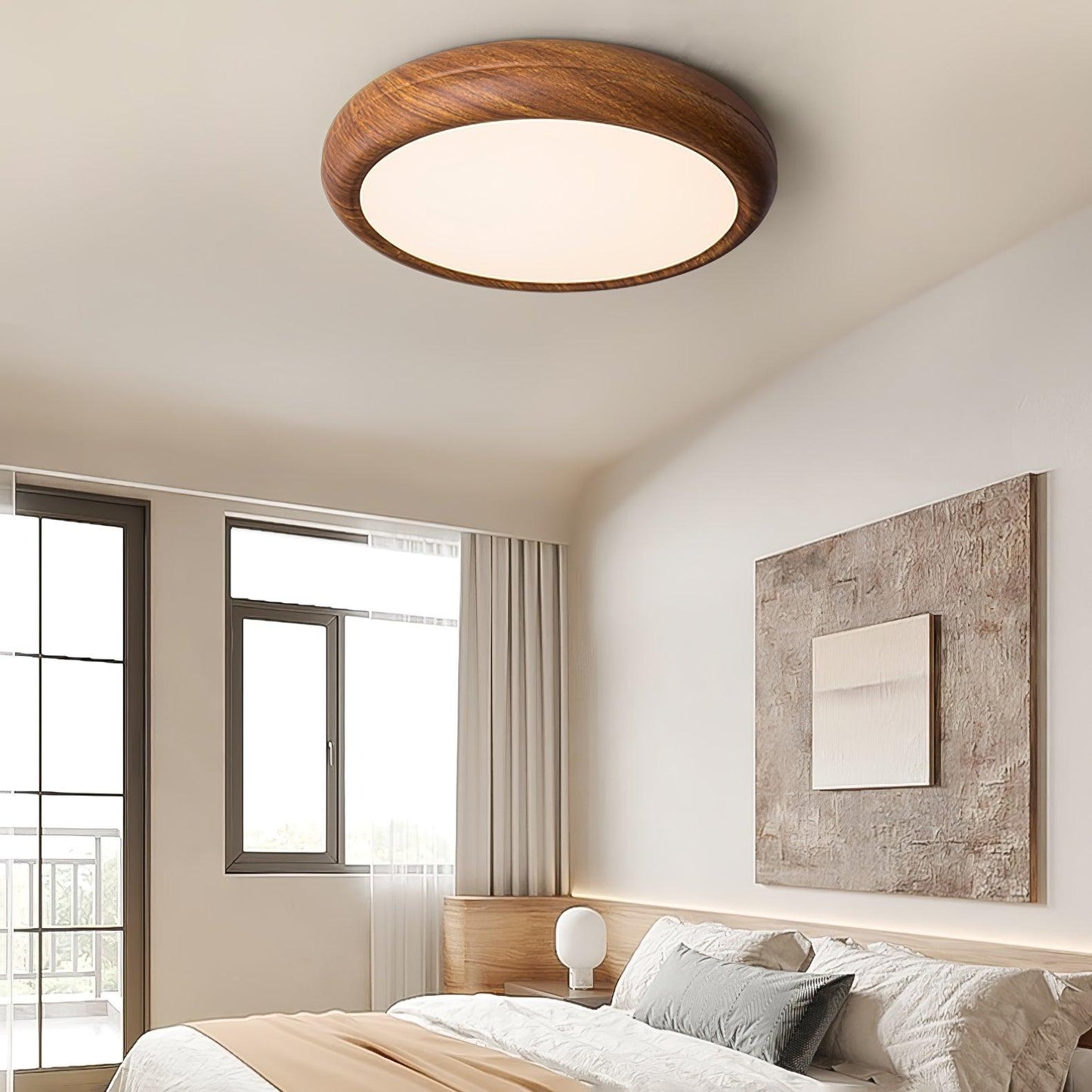Plafonnier Rond en Bois et Acrylique – Élégance Moderne et Raffinée pour Votre Intérieur