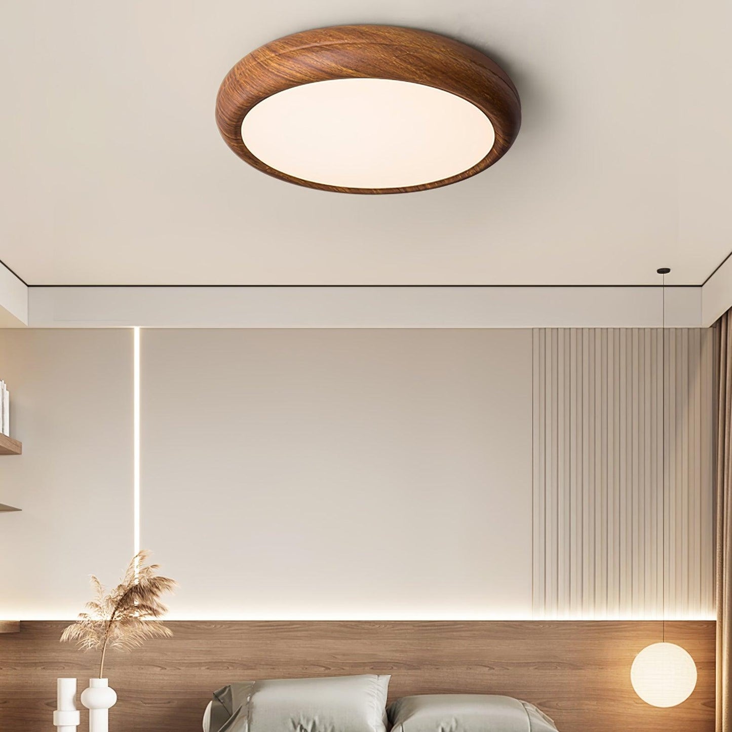Plafonnier Rond en Bois et Acrylique – Élégance Moderne et Raffinée pour Votre Intérieur