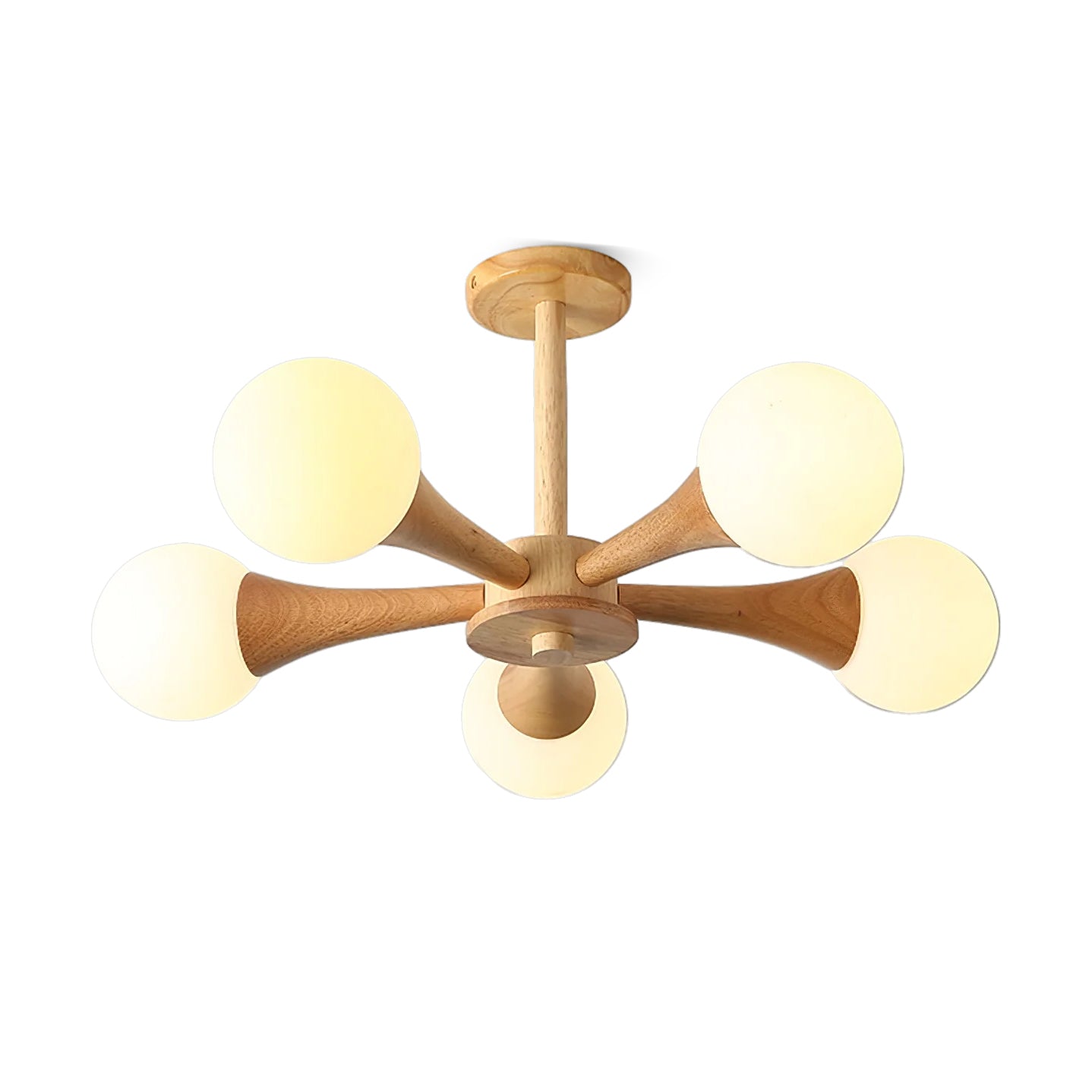 Chandelier en Bois et Verre - Design Élégant avec Lumière LED pour Petits Espaces