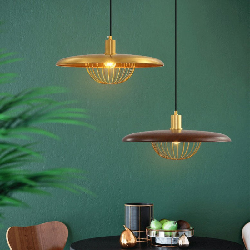 Suspension Imitation Bois - Lampe Suspendue au Style Nordique avec Détails Industriels