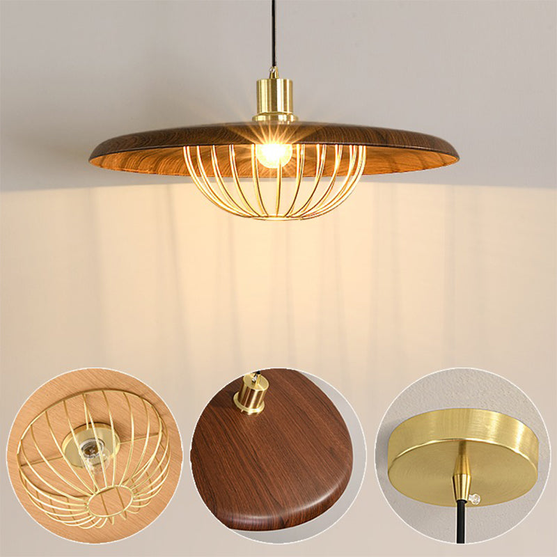 Suspension Imitation Bois - Lampe Suspendue au Style Nordique avec Détails Industriels