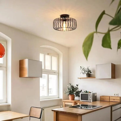 Lampe de Plafond Élégante – Design Cage à Oiseaux, Éclairage Chaleureux E26
