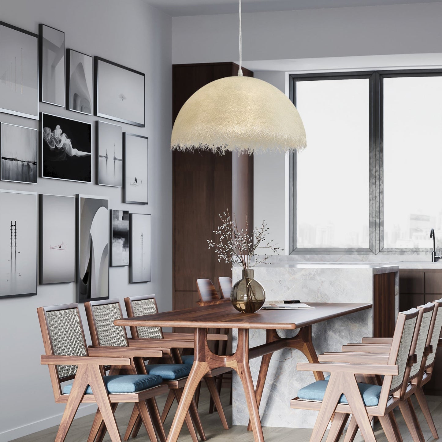 Suspension Znts – Luminaire Moderne en Résine Époxy et Métal avec Éclairage LED