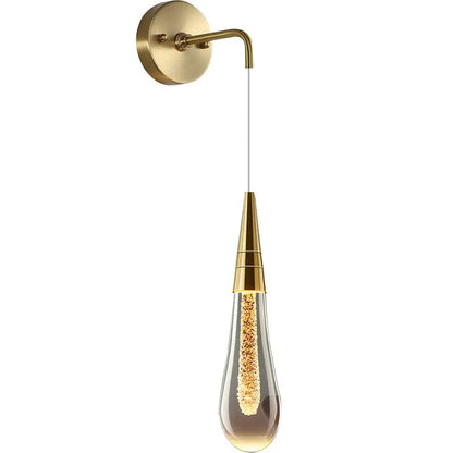 Suspension Luminaire en Verre Noir et Doré avec Bulles de Cristal - Éclairage Goutte d’Eau
