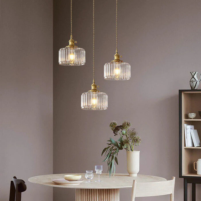 Lampe à suspension vintage en cristal – Élégance intemporelle avec abat-jour en verre