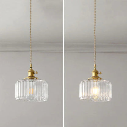 Lampe à suspension vintage en cristal – Élégance intemporelle avec abat-jour en verre