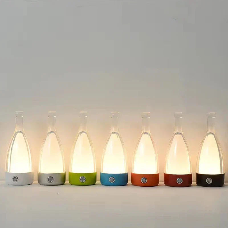 Lampe de Nuit Décorative Rechargeable en Forme de Bouteille de Vin – Éclairage Ambiance LED avec Fonction Dimmable