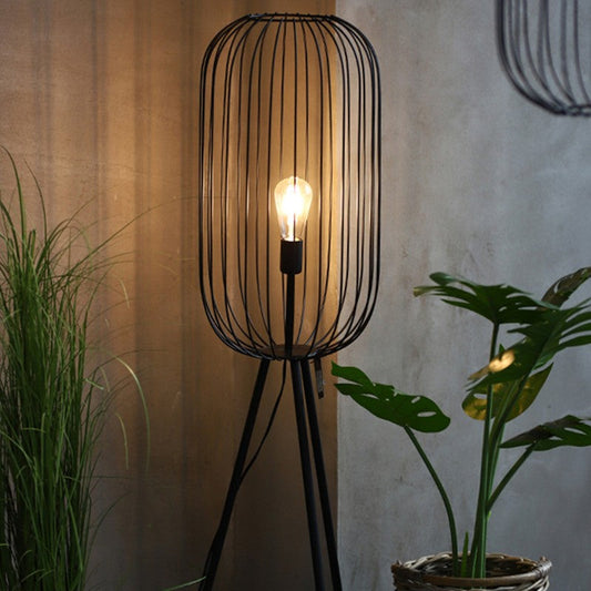 Lampe sur Pied au Design Cage avec Rayures Verticales – Élégance et Style Contemporain