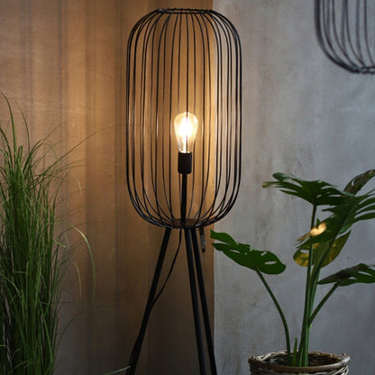 Lampe sur Pied au Design Cage avec Rayures Verticales – Élégance et Style Contemporain