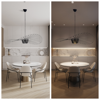 Suspension Élégante Veliova – Design Chapeau de Paille & Éclairage Raffiné