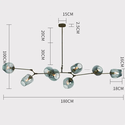 Suspension Sputnik Bifurkation - Lustre Moderne en Verre Soufflé et Métal