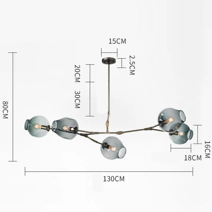 Suspension Sputnik Bifurkation - Lustre Moderne en Verre Soufflé et Métal