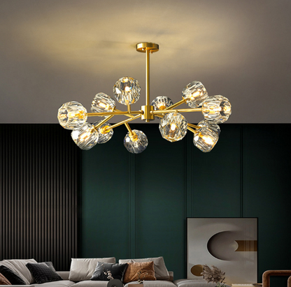 Chandelier Linéaire Moderne avec Cube en Verre Glacé – Élégance Contemporaine