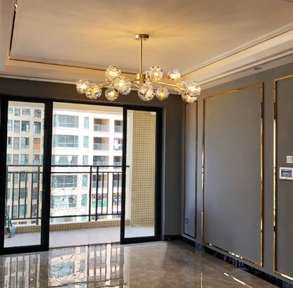 Chandelier Linéaire Moderne avec Cube en Verre Glacé – Élégance Contemporaine