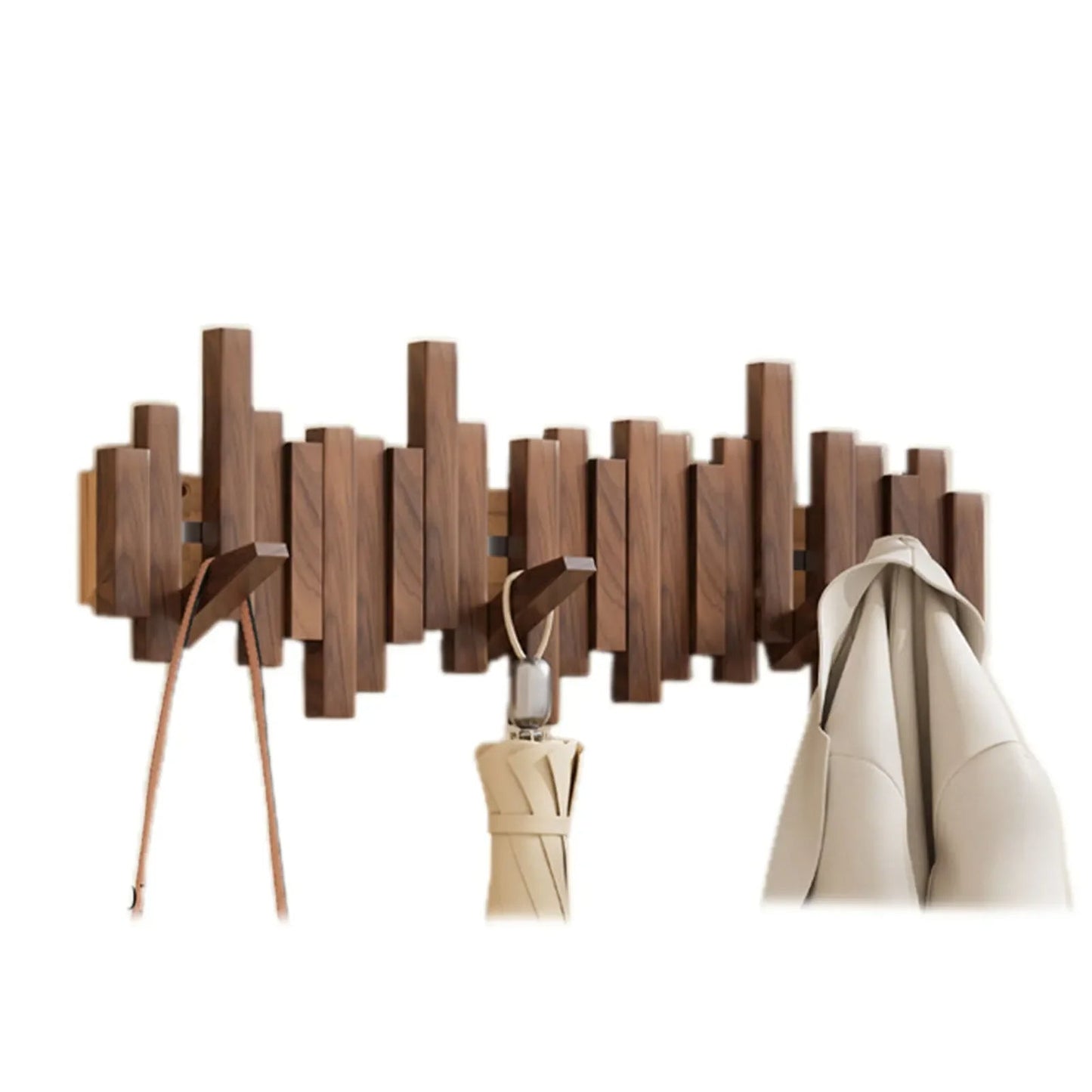 Porte-Manteau Mural FlexiHook – Design Moderne avec Crochets Repliables Magnétiques en Bois