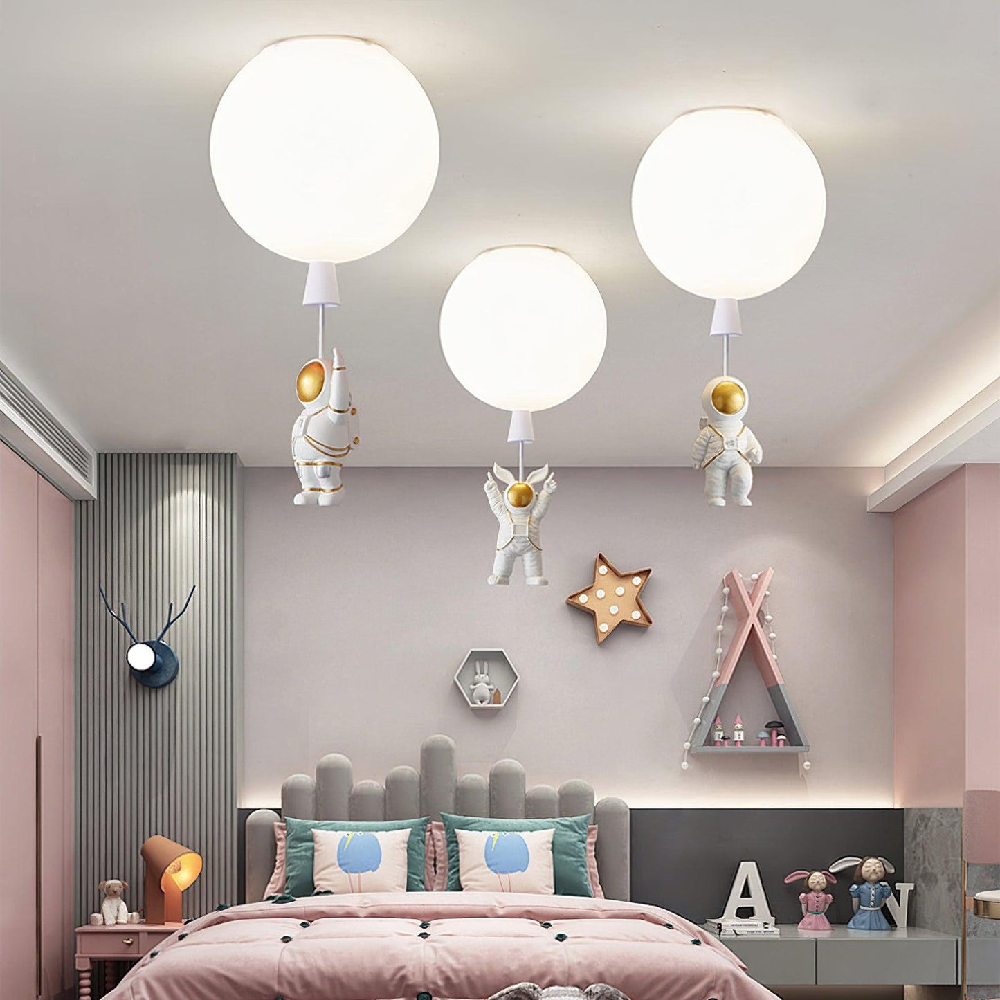 Lampe LED Moderne Lune Astronaute - Suspension Éclairante Unique pour Chambre
