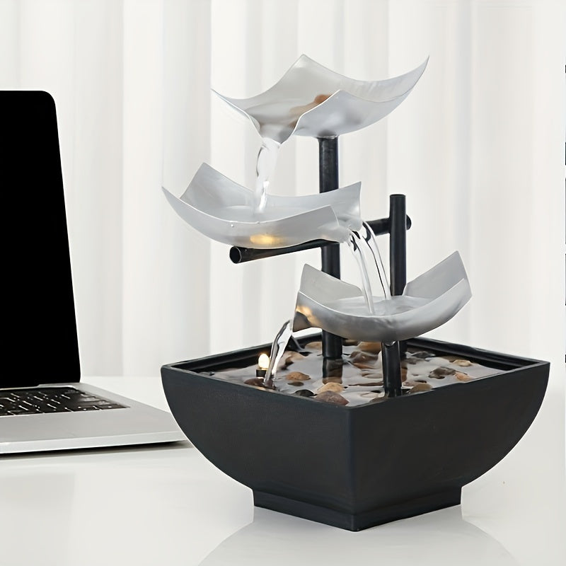 Fontaine LED Mini-Table – Décoration Relaxante avec Éclairage et Effet Cascade pour Salon et Bureau