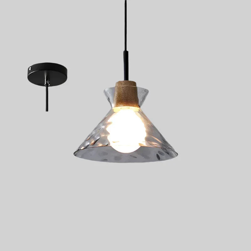 Chandelier Minimaliste Japonais en Fer Forgé avec Verre Tempéré, LED Dimable