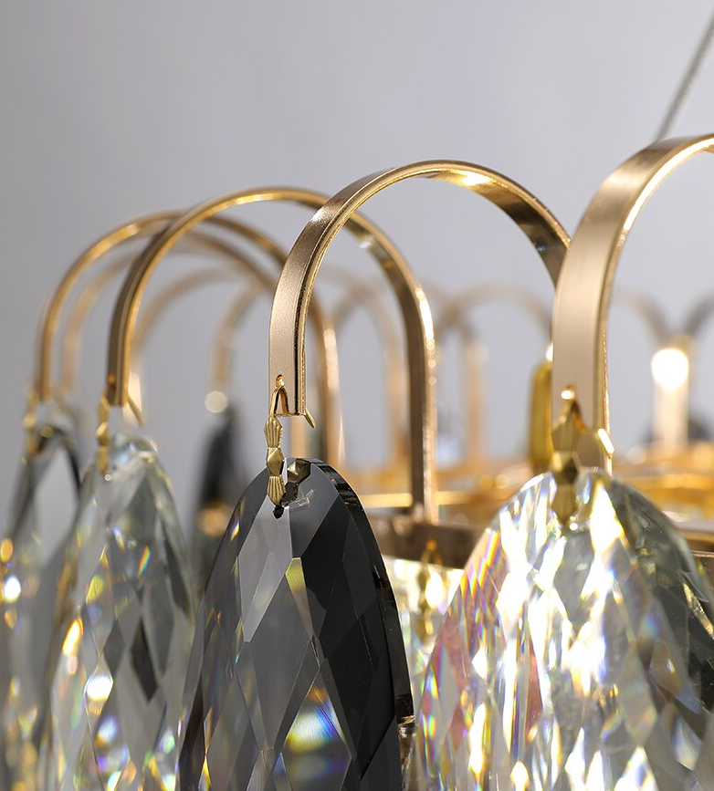 Chandelier Cristal K9 - Luminaire Élégant en Métal Rose Gold, LED Dimmable, Plusieurs Tailles