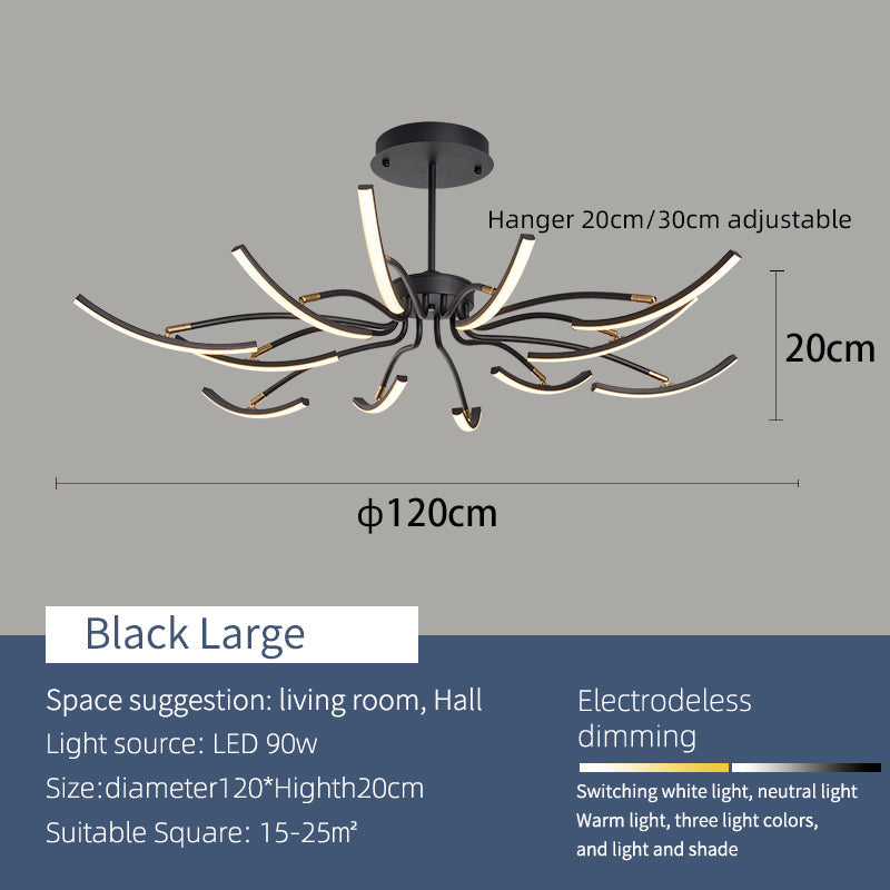 Plafonnier Design LED Moderne - Éclairage Élégant pour Salon et Chambre, Aluminium, 8 et 12 Têtes