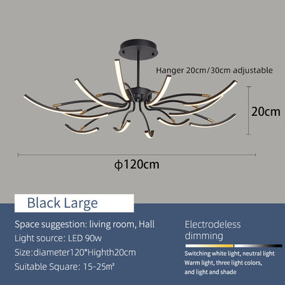 Plafonnier Design LED Moderne - Éclairage Élégant pour Salon et Chambre, Aluminium, 8 et 12 Têtes