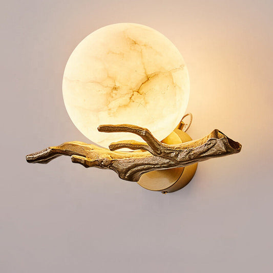 Applique Murale Design Moderne en Marbre et Cuivre – Éclairage LED pour Salon et Chambre