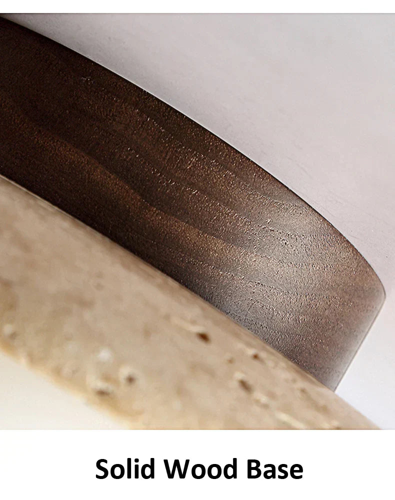 Lampe de Plafond Japonaise Créative en Crème - Design Minimaliste avec Base en Marbre et Bois