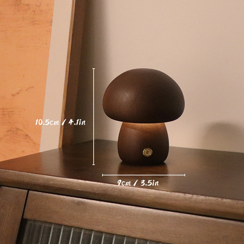 Lampe de Table Rechargeable en Bois "Champignon" LED - Écologique et Tactile