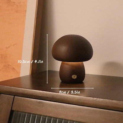 Lampe de Table Rechargeable en Bois "Champignon" LED - Écologique et Tactile