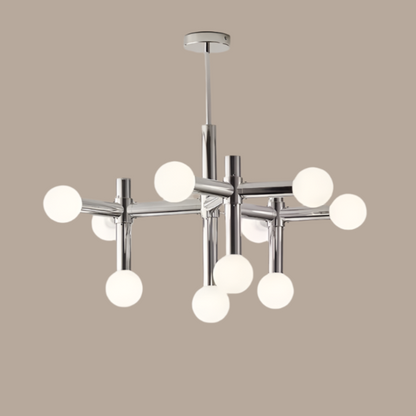 Chandelier Scandinave en Verre – Suspension à Boules de Verre et Finition Chromée
