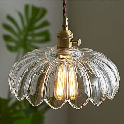 Lampe suspendue en verre translucide avec base en cuivre – Création d'une atmosphère romantique et lumineuse