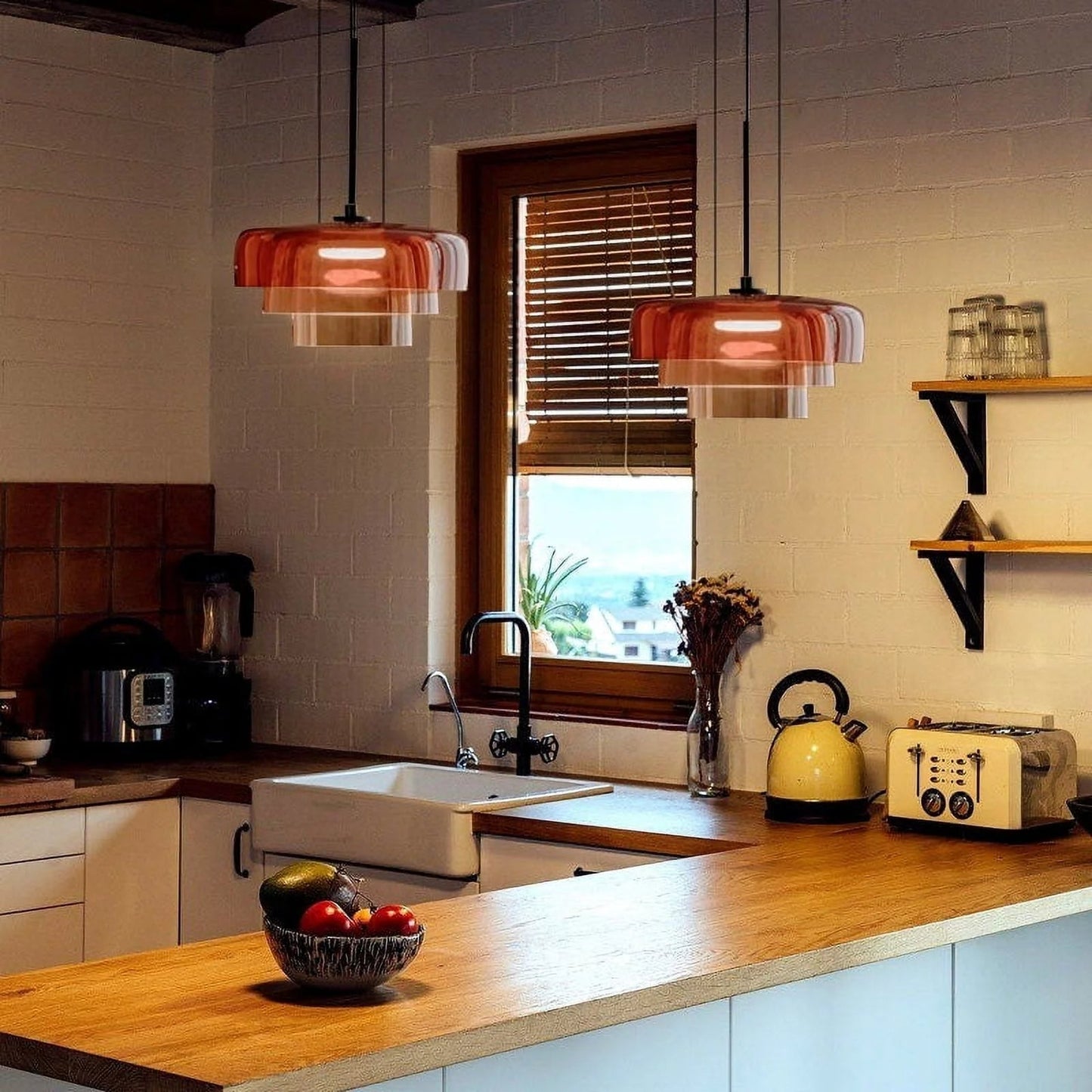 Suspension Moderne en Métal et Verre - Lampe Élégante pour Cuisine et Salle à Manger