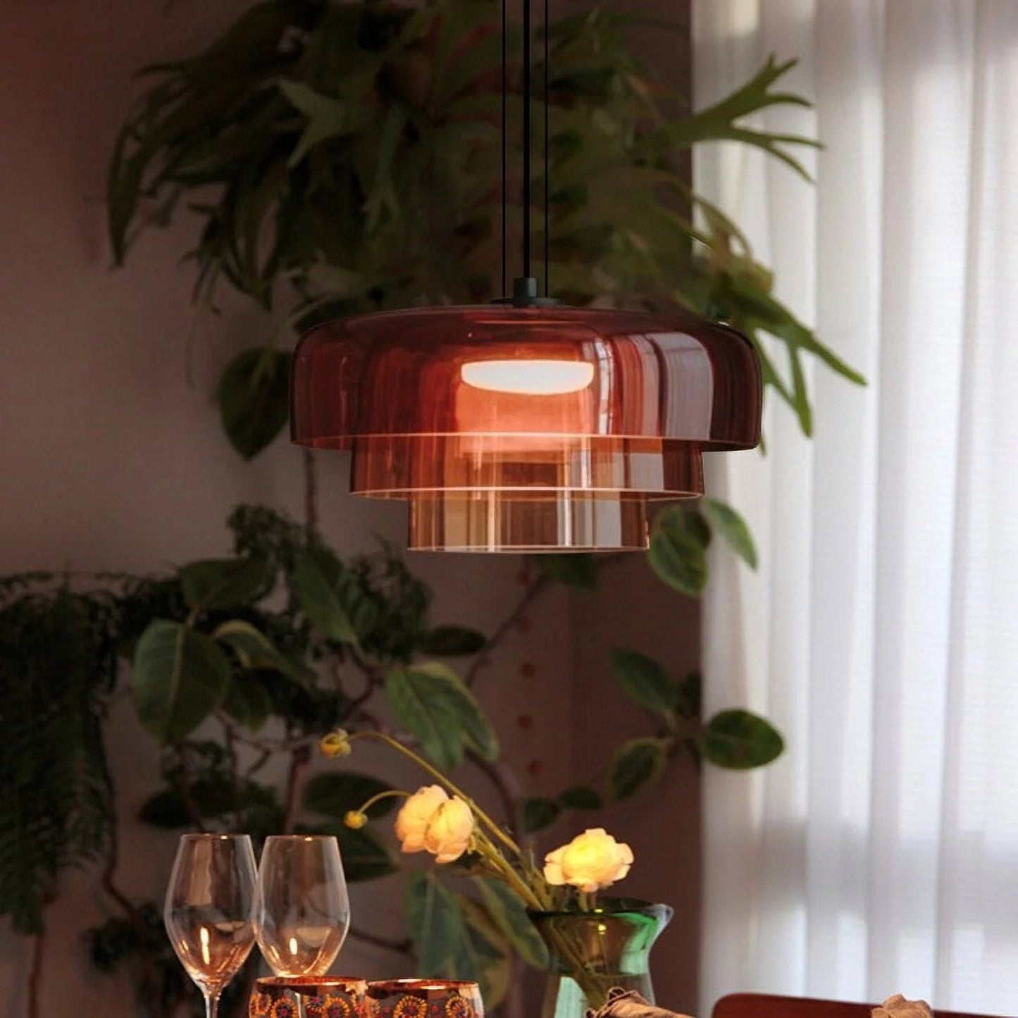 Suspension Moderne en Métal et Verre - Lampe Élégante pour Cuisine et Salle à Manger