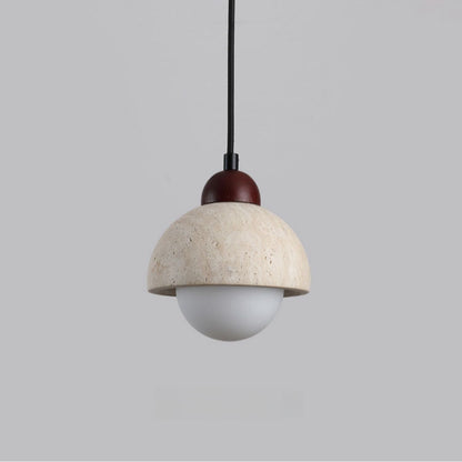 Suspension en Marbre Naturel – Lampe LED Élégante en Bois et Marbre
